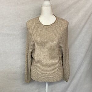 Poof! Taupe Ribbed Crew Neck Sweater